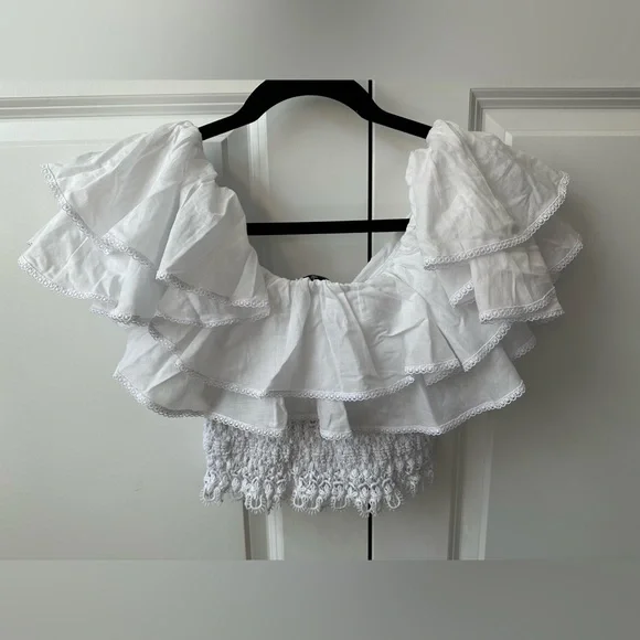 CHARO RUIZ IBIZA Hanna Off The Shoulder Top in White NWT (Size XS)